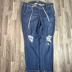 Jeans jogger Torrid Feel The Fit 2R invecchiati blu vita elastica pantaloni denim - Foto 1 di 7