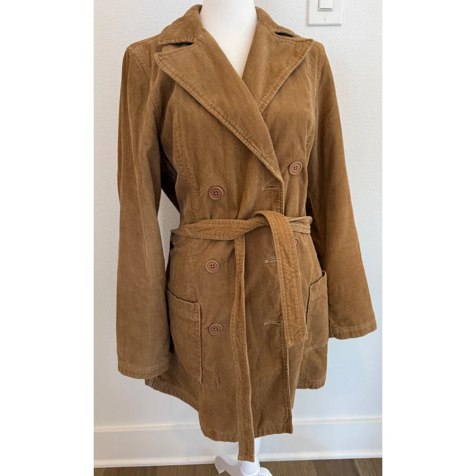 Gabardina De Colección Abercrombie Fitch Pana Doble Pecho Cinturón Camel Tostado S Foto 1 de 4