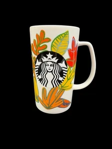 Starbucks 2016 Tall Coffee Mug Fall Leaves Autumn Design - 6 oz - Picture 1 of 6
