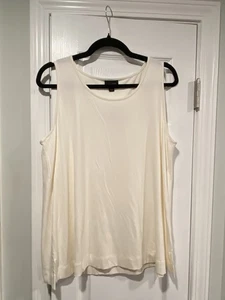 NWT J. Jill Size M Cream Relaxed Fit Split Hem Stretch Tank Top Tunic - Picture 1 of 9