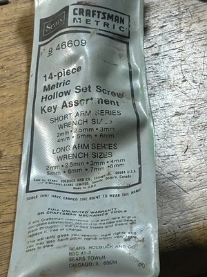 Vintage CRAFTSMAN 14-Pc. #46609  METRIC Hex Wrench, -V- series. Long & Shorts! - Image 1 of 4