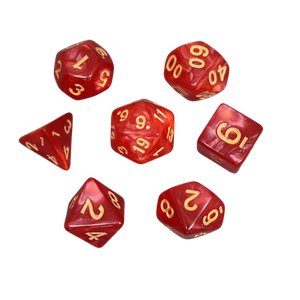 Cardinal Red Marbled DND Dice Set, 7 Piece Dice Set, Roll Playing Game Dice with - Picture 1 of 2