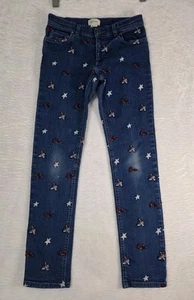 GUCCI Girls Jeans Size 10Y All Over Embroidered Rabbit Duck Star, Made in Italy - Picture 1 of 15
