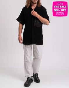RRP €250 Y-3 YOHJI YAMAMOTO x ADIDAS Terry Shirt Size L Black Logo Zipped Front - Picture 1 of 5