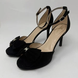 Zapatos de vestir Bandolino para mujer talla 8,5 M negros imitación gamuza lazo beso sandalias tacones - Imagen 1 de 14