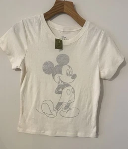 NEW Disney Mickey Mouse Rhinestone Tee Shirt Y2K Style Crop Top Travel - Picture 1 of 6