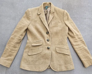 Gorgeous Ralph Lauren Tweed Horse Riding Show Jacket Light Beige Girls Size 2 - Picture 1 of 13