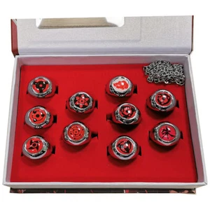 10 Pcs Set Akatsuki Red Rings Pendants Member's Ninja Rings Cos - Picture 1 of 3