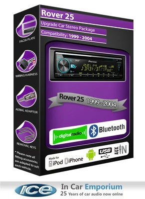 Rover 25 DAB Radio, Pioneer Autoradio CD USB AUX, Kit Bluetooth - Immagine 1 di 4