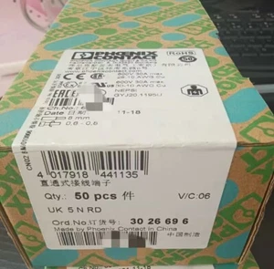 50PCS Phoenix Contact 3026696 straight through terminal block UK 5 N RD - Picture 1 of 2