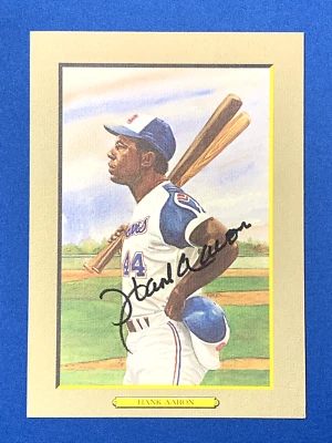 HANK AARON HOF SIGNED PEREZ STEELE GREAT MOMENTS ATLANTA BRAVES WS CHAMP PSA - Image 1 of 2