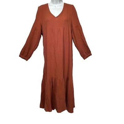 7 For All Mankind Cecelia oversized Gauze Tiered Peasant Boho Midi Dress Size S - Image 1 of 4