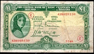 Irland, Zentralbank, Punt, Kriegscode E, 7-7-[19]44 (PMI LTN22). Knackig fein. - Bild 1 von 2