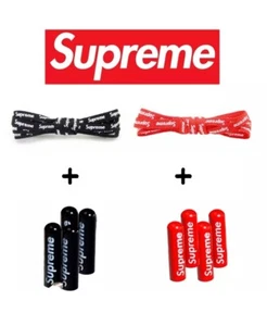 Supreme Laccio per Scarpe Metallo Aglets Punte per Pizzi ROSSO o NERO (set di 4) + Lacci 120 cm - Foto 1 di 18