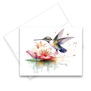 12 All Occasion Notecard Blank with Envelopes thank you cards - Hummingbird - Picture 1 of 2