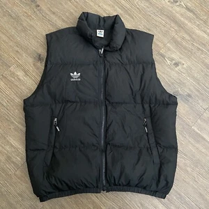 Mens Vintage 80’s Japanese Descente Adidas Black Puffer Vest Large L - Picture 1 of 6