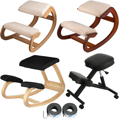 VEVOR Ergonomic Kneeling Chair Medical Seat Black/Oak/Brown Home Office Chair - image 1 of 2