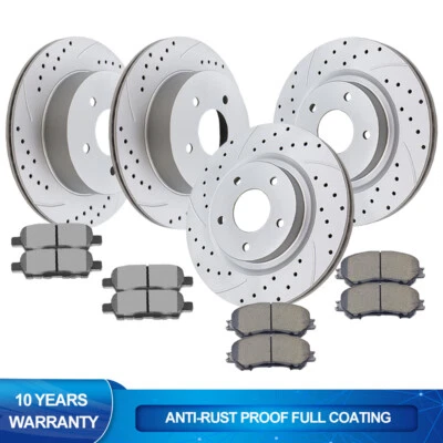 Front Rear Drilled Rotors + Brake Pads for 2014 - 2017 Nissan Rogue Brakes Kits - Image 1 of 4