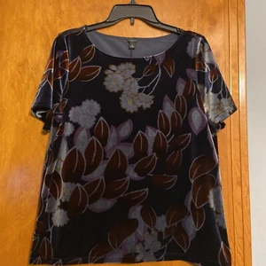 Ann Taylor Damen Botanical Garden Blau Bluse Top Samt Größe LP - Bild 1 von 10