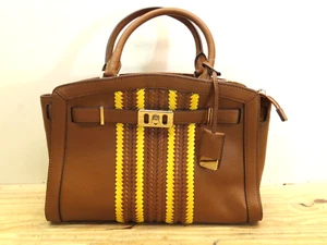 Michael Kors Karson Large Brown Color Leather Satchel Bag Purse - Picture 1 of 6
