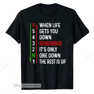 Motorbike Gears When Life Gets You Down, Cool Motorcycle Biker Riders T-Shirt - Picture 1 of 4