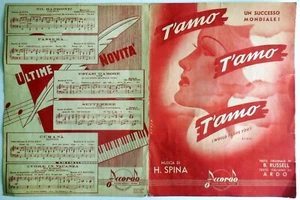 VINTAGE SPARTITO MUSICALE ACCORDO T'AMO WOULD I LOVE YOU H.SPINA 1953 - Picture 1 of 1