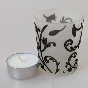 Teelichthalter schwarz geflockt 6,5 cm Teelichtglas Goldbach - Bild 1 von 4