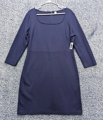 NWT Old Navy Square Neck Midi Dress Size L Bodycon Holiday Party Classic Blue - Image 1 of 4