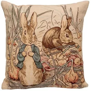COPRICUSCINO CUSCINO ARAZZO BELGA BEATRIX POTTER PETER RABBIT & BENJAMIN 13" - Foto 1 di 4