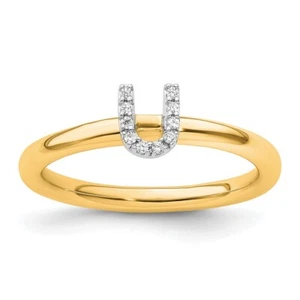 Collar de pulsera con anillo en U inicial de diamantes apilable de 14 K - Imagen 1 de 8
