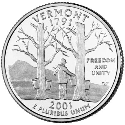 2001 D Vermont Quarter.  Uncirculated From US Mint roll. - Image 1 of 3