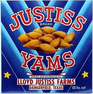 *Original* JUSTISS Daingerfield Texas Stars Yam Crate Label NOT A COPY!! - Picture 1 of 1