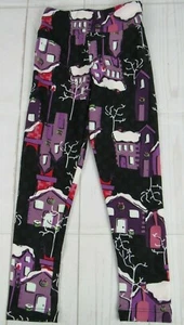 LuLaRoe Kids Christmas Leggings Black & Purple Size S/M New - Picture 1 of 3