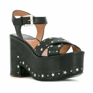 LAURENCE DACADE Helissa Star Studs Platform Sandals Black Leather 36.5= US 5.5 - Picture 1 of 10