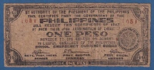 FILIPINAS / PHILIPPINES -- BOHOL -- 1 PESO ( 1942 ) -- RC / G -- PICK S135c . - Bild 1 von 2