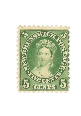Canada New Brunswick Stamp 1860 - 5 Cent yellow green - MINT no Gum - CanNb8 - Image 1 of 2