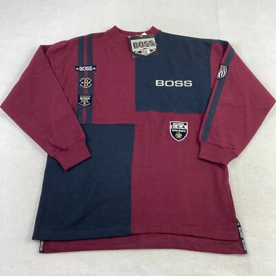 Vintage BOSS by IG Design Pullover Sweatshirt Mens Medium Color Block Sports Y2K - Image 1 of 4