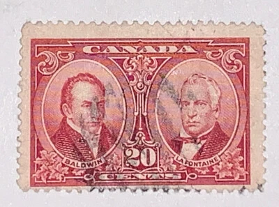 Sellos de viaje: estampillas de Canadá Sc #148 1927 Robert Baldwin y L.H. Lafontaine usado Foto 1 de 4