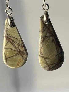 Picasso Jaspis Edelstein 925 Sterling Silber grün Ohrringe Schmuck NEU - Bild 1 von 9