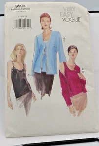 Camiseta sin mangas/cami muy fácil Vogue vintage 1999 con chaqueta #9993 sin cortar - Imagen 1 de 3