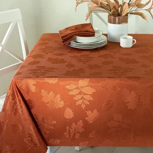 Benson Mills Harvest Legacy Damask Fabric Table 70 x 52 (Rectangular), Rust - Picture 1 of 7