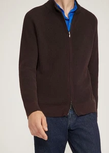 Loro Piana Ribbed Baby Cashmere Full Zip-Up Bomber Sweater in Plum IT 54 / XL - Bild 1 von 7