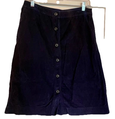 Gap Corduroy ALine Skirt Knee Length Womens Size M Button Front Navy Pockets EUC - Image 1 of 4