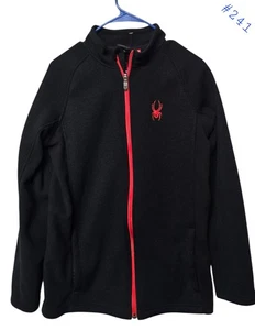 Spyder Boy's Full Zip Core Sweater Jacket Size XL Black Raglan Mock Neck - Picture 1 of 14