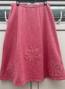 M&S Per Una Pink Tweed Type Fabric Maxi Skirt Size 20r With Large Flowers To Hem - Picture 1 of 10