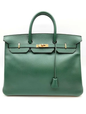 Bolso de mano Hermes Birkin 40 Vert inglés cuero verde herrajes dorados Do1125sxzxde Foto 1 de 4