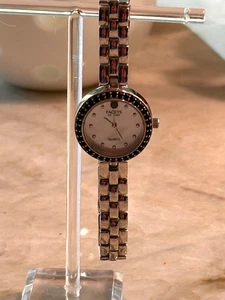 Women's Sterling Facets of Time Quartz Watch Black Spinel -NEW BATTERY- PRETTY! - Picture 1 of 9