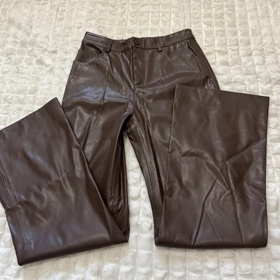 New CAMI NYC Women’s 6 Java Brown Zendoia Vegan Leather Flare High Waist Pants - Image 1 of 4