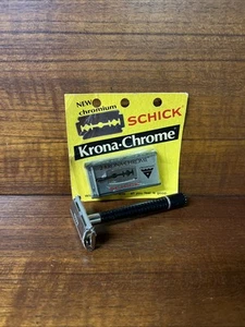 Schick Double Edge Safety Razor Krona-Chrome Chromium Blades Vintage Razor - Picture 1 of 9