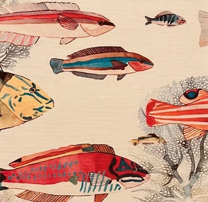 MANUEL CANOVAS Fidji Corail Fish Multi Color Polyester Remnant New - Picture 1 of 1